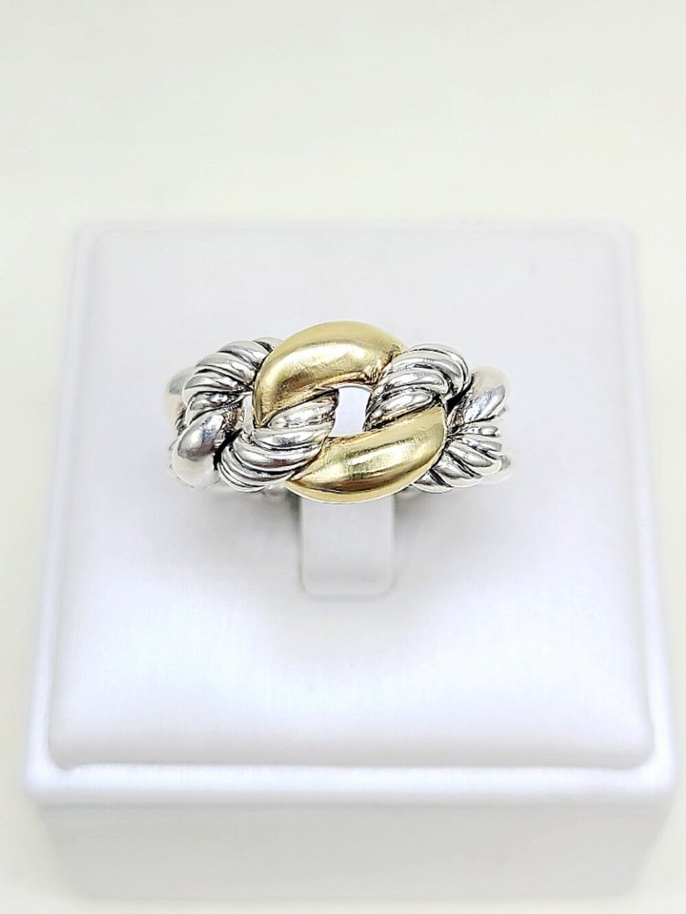 David Yurman Belmont Curb Ring w/ 18K Yellow Gold - 12mm - Size 7 - RARE